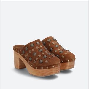 Free People Claudia Brown Studded Mules